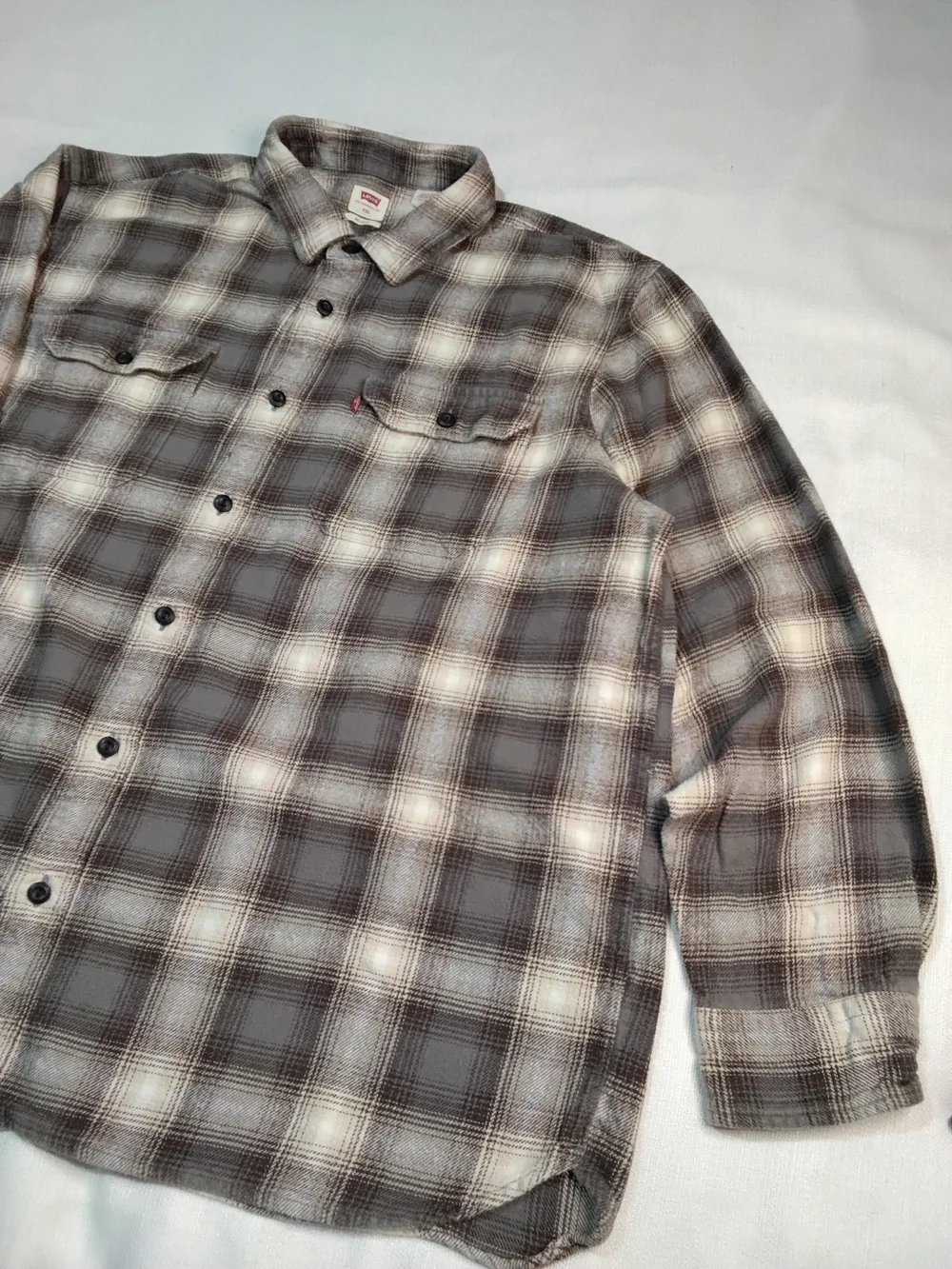 Levi's Gray & White Plaid Long-Sleeve Button-Down Shirt Flannel Sz XXL.